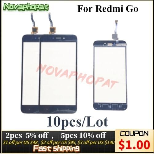 Novaphopat Black White Touchscreen For Xiaomi Redmi Go Touch Screen Digitizer Glass Sensor Outer Panel touchpad 10pcs/lot