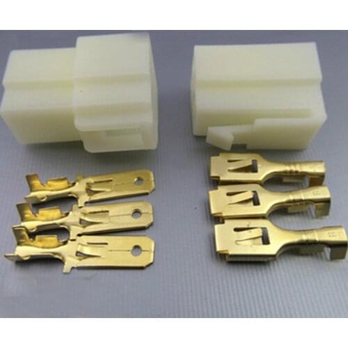 20Pcs 3-hole Connector 6.3 Square Plug Connector Auto Parts Plastic ABS Connector 6.3 Insert Plastic Parts