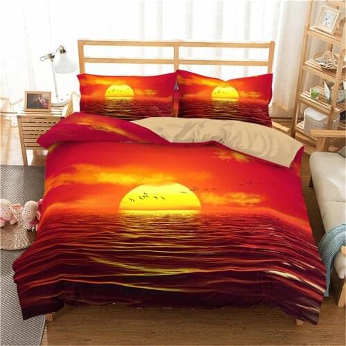2021 3D Blue Sea Bedding Set Sunrise Print Duvet Cover set Moon scenery Comforter Bedding sets with pillowcase King Size