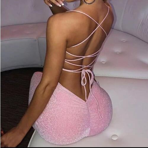 2021 Backless Bandage Bodycon Sexy Dress Women Spaghetti Strap Midi Summer Dress Strapless High Split Party Dresses