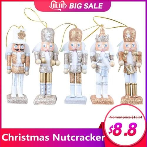 3/4/5/6Pcs 12CM Nutcracker Christmas Puppet Set Powder Nutcracker Puppet Christmas Tree Pendant Dolls Birthday Christmas Gift