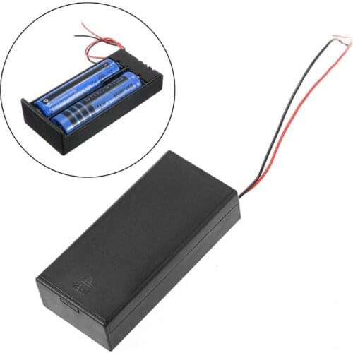 3.7V 2x 18650 Battery Holder Box Storage Case Container With Cable ON/OFF Switch QW