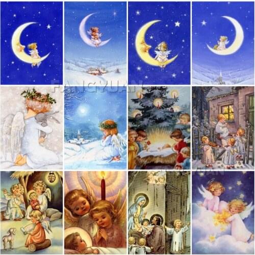 5D Diy Little Angel Diamond Painting Cross Stitch Children Full Square Round Drill Diamond Embroidery Mosaic Home Decoration