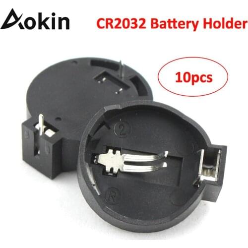 Aokin 10pcs 3V CR2025 CR2032 Battery Holder Case Box Button Coin Cell Battery Socket Black