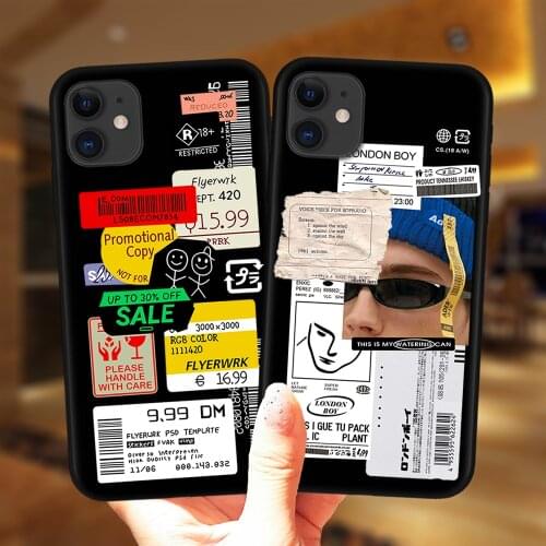 Retro Bar Code Label Phone Case For iPhone 11 12 Pro XS Max X XR 6 6S 7 8 Plus 5S SE 2020 12Mini Coque Black Soft Silicone Cover