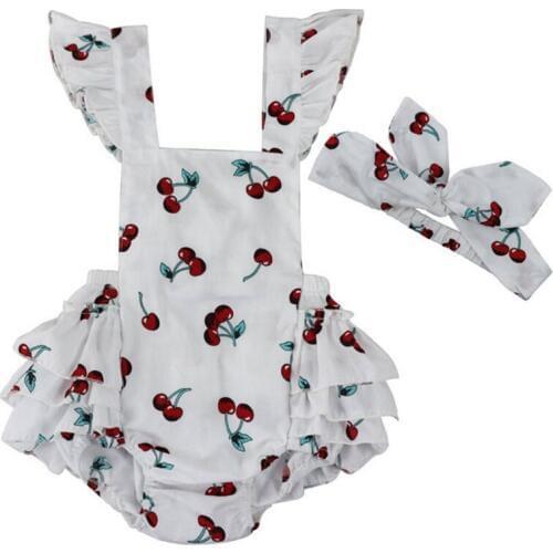 Baby Bodysuit Girls Floral Print One piece 2020 New INS Hot Summer Toddlers Cotton PP Pant Head Wear 2pc Sets Age For 0-36M BH26