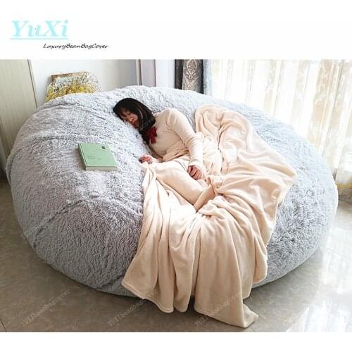 Dropshipping New Big XXL furry Bean Bag Sofa Cover Giant Beanbag Seat Case No Filler Futon Recliner Pouf Chair Lounge Furniture