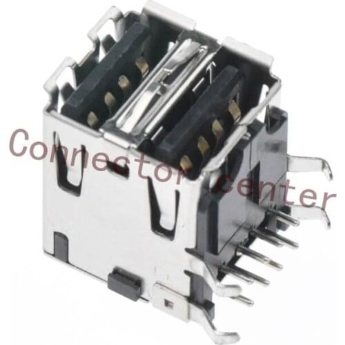Dual USB Connector USB 2.0 Right Angle Original UB11123-8HD4-4F