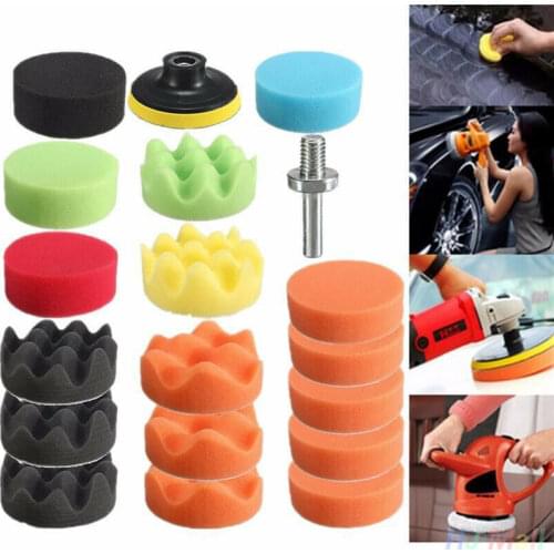 10 Pcs 3" Car Care Waxing Sponge Pad Sponge Polishing Pad Set Polishing Buffer Waxing Adapter Drill Kit Car Body Headlight Care