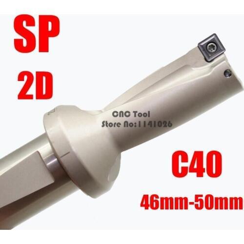 WC SP C40 2D SD 46 47 48 49 50mm Indexable U Drills Insert Type CNC Fast Metal Drilling Shallow Hole Tool for SP Indexa Insert