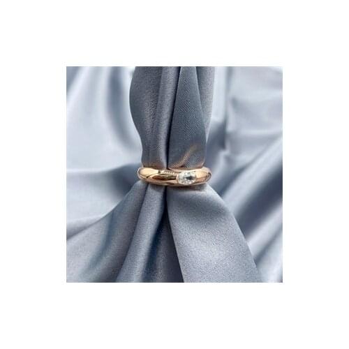 Oval Cubic Zirconia Rose Plated Curved Ring
