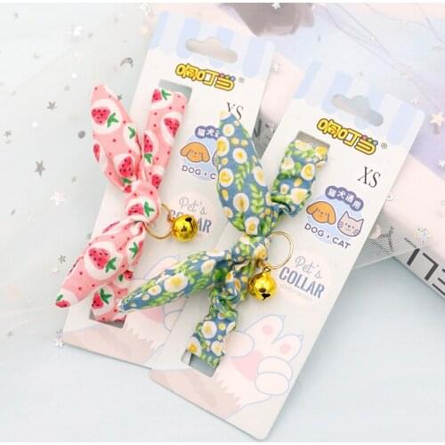 Cute Floral Bunny Ears Cat Collar Elastic Fabric Dog Bow Tie Small and Medium-sized Dog Pet Headgear Accessories