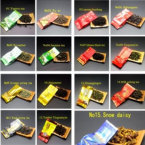 15 Different Flavors Chinese Tea Includes Milk Oolong Pu-erh Herbal Flower Black Green Tea