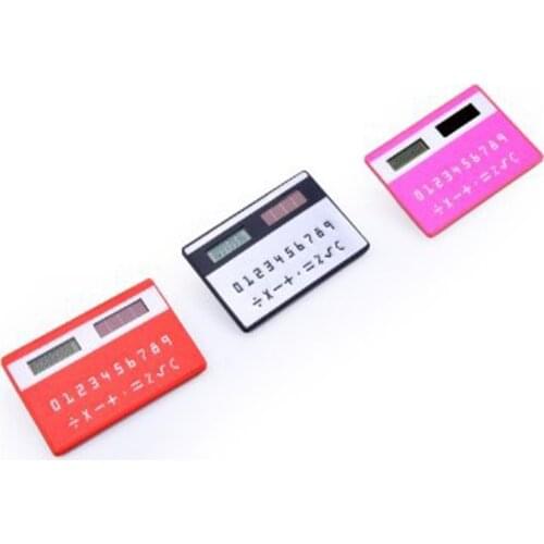 Mini 8-Digit solar card calculator, plastic ultra-thin color 2-line button, portable small pocket calculator