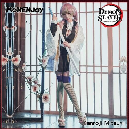 Monenjoy Demon Slayer Kanroji Mitsuri Cosplay Corps Cos Kimono Costume Sets