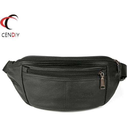 Genuine Leather Men Waist Pack Fanny Pack Belt Bag Cowhide Phone Pouch Bags Brand Nature Leather Male Small Travel Waist Bag
