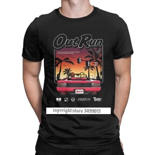 Out Run 80s Retro Arcade Game Men Tshirts Vintage Tee Shirt Crewneck Tee Shirt Pure Cotton Tops