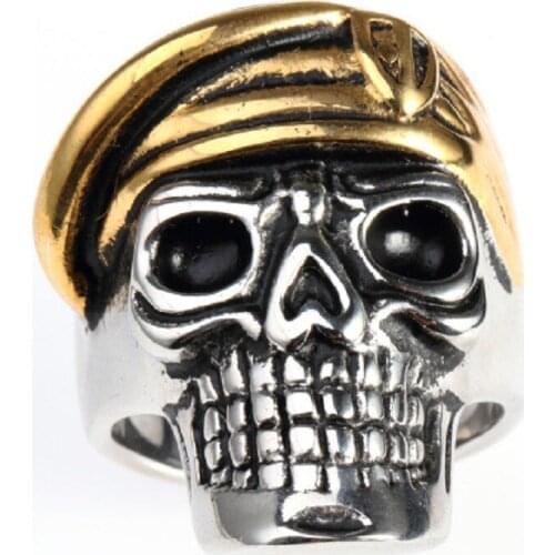 Men 's Punk Stainless Steel Rings US Soldier Skeleton Rings