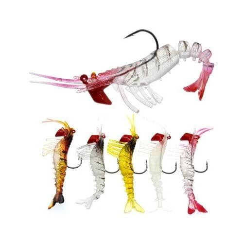 Soft Shrimp Fishing Lures Artificial Shrimp Baits 11cm 11.9g Soft Lure Bionic Bait With Lead Weight and Hook