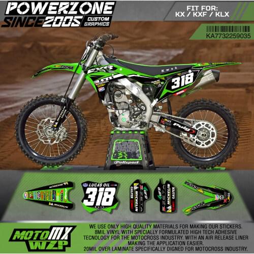 PowerZone Custom Team Graphics Decals 3M Stickers Kit For Kawasaki Sticker Decal 2017-2018 KX250F 2016-2018 KX450F 35