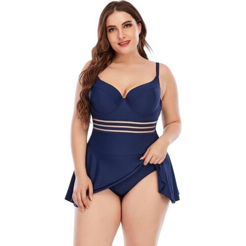 2020 New Plus Size Hot Sale Pure Color Fattened Swimsuit Sexy One Piece Swimsuit Women Bathing Suit