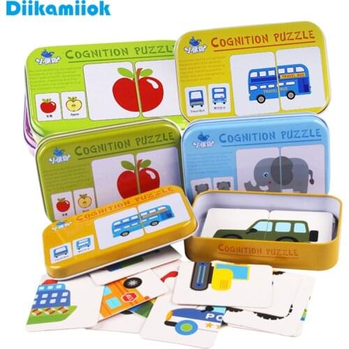 New Children Early Educational Head Start Training Puzzle Cognitive Card Vehicl/Fruit/Animal/Life Set Pair Baby Learning Toy