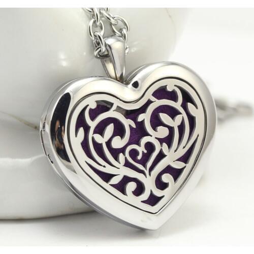 Stainless Steel Heart Aromatherapy Essential Oil Diffuser Necklace Locket Pendant (chain not included)