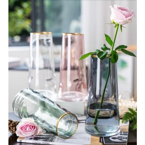 1pc Transparent Glass Vase Living Room Floral Ornaments Decoration Creative Nordic Aquatic Flower Arrangement