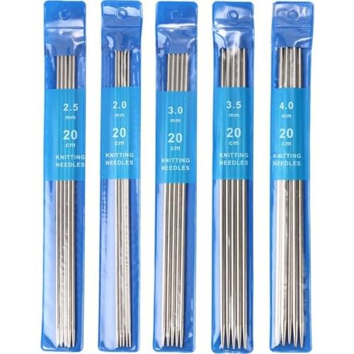 5Pcs/Set 20cm Straight Knitting Needles Stainless Steel Crochet Hook DIY Sweater Weave Knitting Tools Size 2-4mm