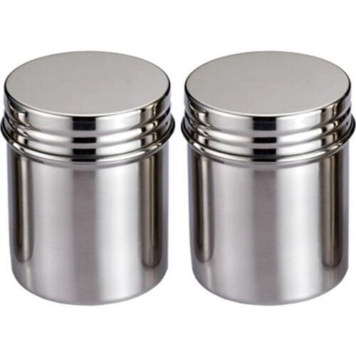 Stainless Steel Storage Tank, Coffee Beans And Tea Sealed Cans, With Lid, For Kitchen Dry Food, Herbs, Weeds - Medium 12 Oz 2P