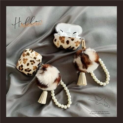 Luxury Leopard Keyring Case for Apple Airpods 1 2 3 Case Bracelet Chain Case for AirPods Pro Case Bluetooth Earphone Accessories