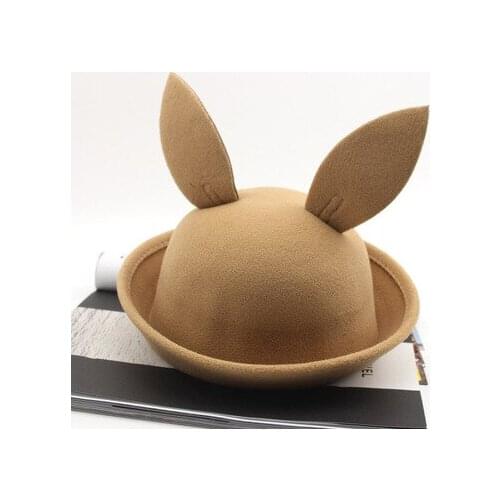SELLWORLDER Kids Bunny Decorate Caps 2021 Cartoon Woolen bowl hat