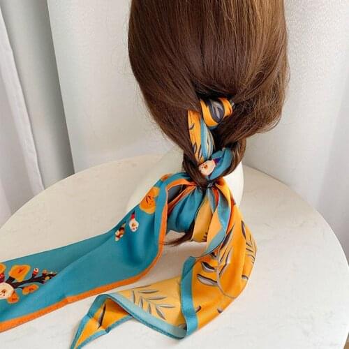 Hong Kong flavor ponytail silk scarf headband decoration braided hair braided meatballs hair decoration streamer headscarf
