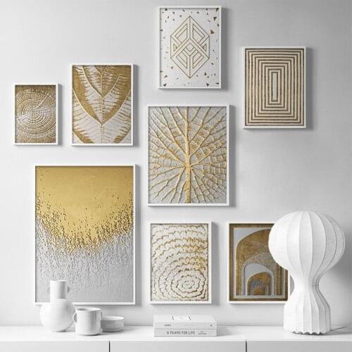 Nordic Abstract Golden Leaf Geometric Luxury Diamond Painting Mosaic Cross Stitch Kits Diamond Embroidery Home Decor Gift