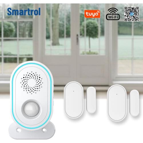 Smartrol Tuya WIFI Home Security Alarm System Wireless Smart Life APP Welcome Bell Doorbell Smart Home Doorbell Alarm Kits