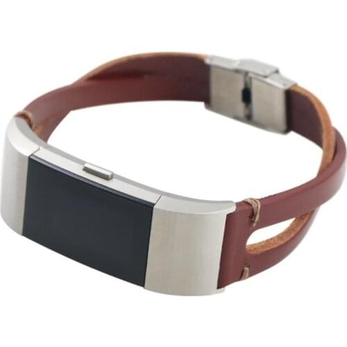 Replacement classic Leather Wristband Band Strap Bracelet For Fitbit Charge 2 band Large Small