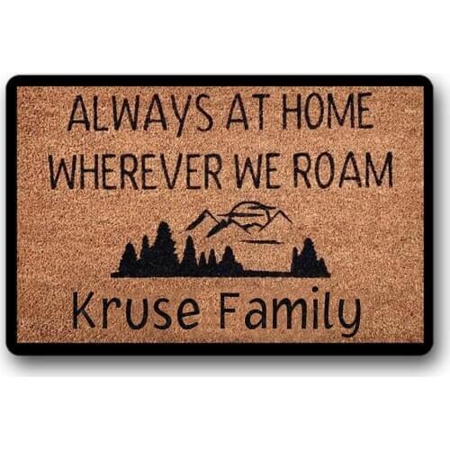 "always at home wherever we roam " Custom Doormat Personalized family name anti mud door mat rubber mats for floor