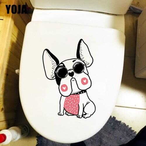 YOJA 17.3×23.6CM Cute French Bulldog Home Kids Room Wall Stickers Mural Creative WC Toilet Decoration T1-3003