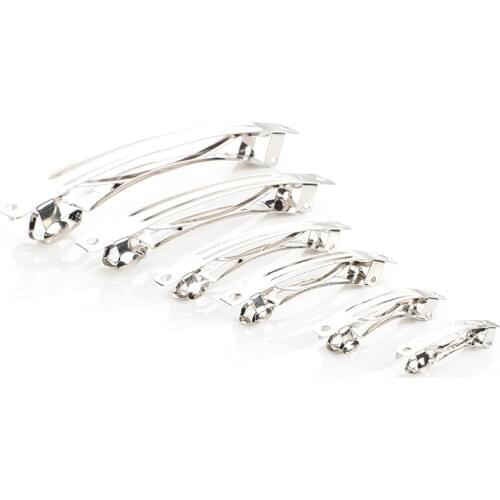 10PCS/Lot 3-10cm Barrette Spring Hair Clips Automatic Clip Blank Width Setting Rhodium Bow Hairpin Supplies For Jewelry Making