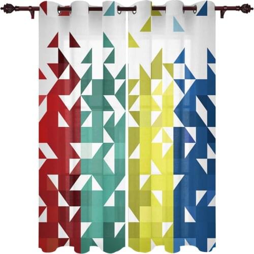 Kitchen Window Curtains Geometric Triangle Mosaic Adult Children Bedroom Decoration Living Room Hanging ClothTreatment Curtains