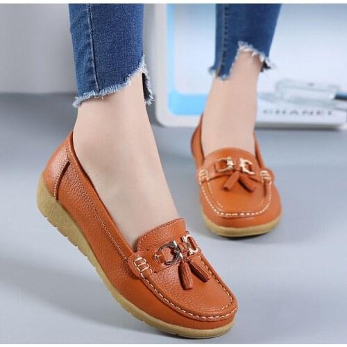 2021 Genuine Leather Spring Autumn Handmade Comfortable Shoes Women Loafers Soft Leather Women Flats Shoes NVX382