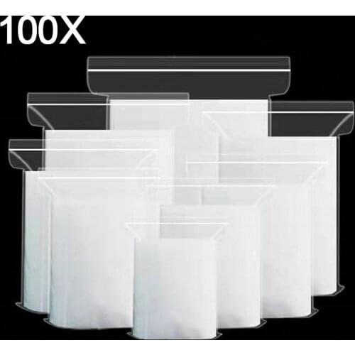 100pcs/pack Resealable Zip Lock Bags Self Seal Clear Plastic Poly Bag Food Storage Package Reclosable Vacuum Fresh Clear Bag