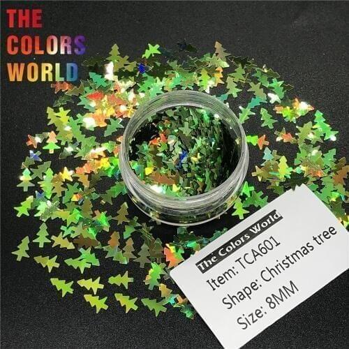 TCT-218 Holographic Color Christmas Tree 8MM NailGlitter Nail Art Decoration Nail Gel BodyGlitter Makeup Handwork DIY Decoration