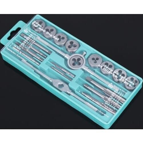 20PCS Metric Alloy Steel Tap Die Set 1/16 - 1/2 Inch NC Screw Thread Plugs Taps Wrench Hand Screw Taps Cutting Adjusting Tools