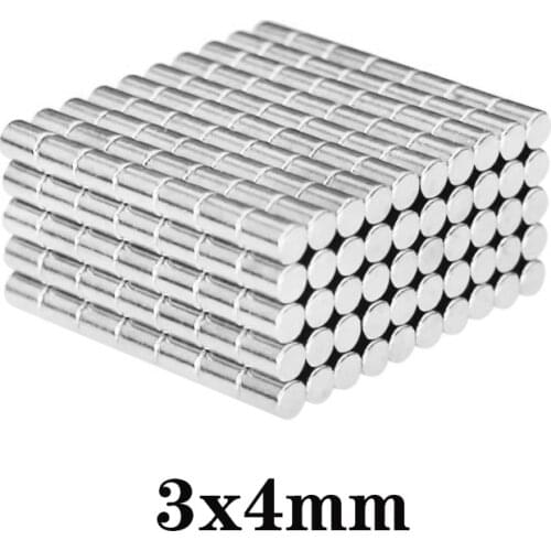 50~2500pcs 3x4 N35 Super Strong Cylinder Rare Earth Magnet 3mm*4mm Round Neodymium Magnets 3x4mm Mini Small Magnet disc 3*4 mm