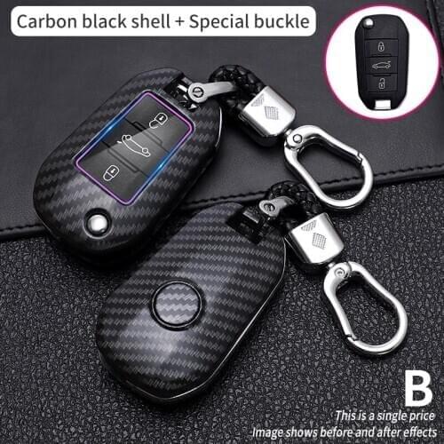 ABS Carbon Fiber Car Remote Key Case Cover For Citroen C4 CACTUS S3 C3 C4L C5 For Peugeot 301 302 308 408 508 2008 3008 DS4 DS5L