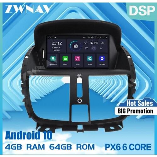 PX6 4G+64G Android 10.0 Car DVD Stereo Multimedia For Peugeot 207 2008-2014 Radio GPS Navi Audio Video stereo head unit free map
