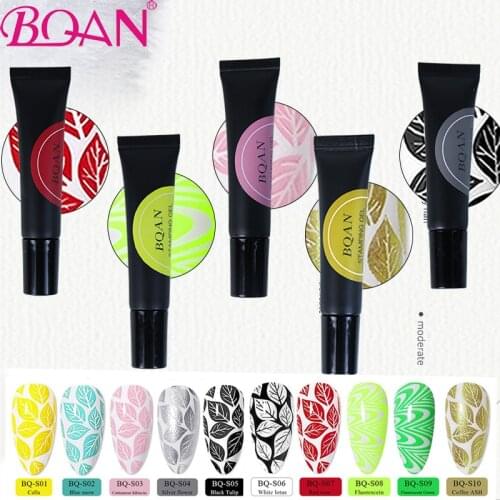 BQAN 8ml Nail Stamping Gel Polish UV Gel Nail Polish Soak Off Long Lasting Nail Painting Gel for Nail Stamp Plates Nail Tool