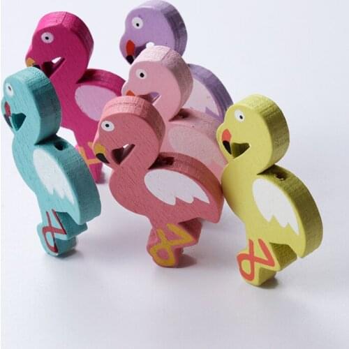 10/20/50Pcs Mixed Color Wooden Beads Cartoon Animals Perforated Loose Spacer Wood Beads for Baby Game Education Toy Accesories