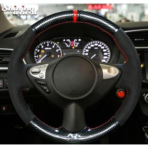Shining wheat Black PU Carbon Fiber Steering Wheel Cover for Infiniti FX FX35 FX37 FX50 2009-2013 QX70 Nissan Juke 370Z Note